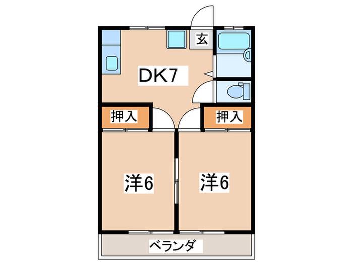 ラ・キューブ(2DK/1階)の間取り写真