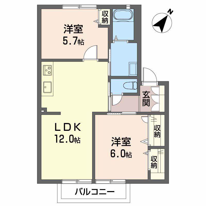 シャーメゾンK・T(2LDK/1階)の間取り写真