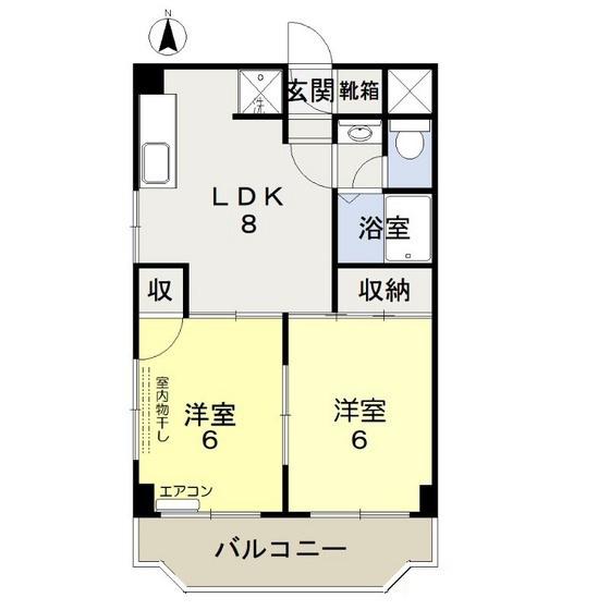 堂元ビル(2LDK/6階)の間取り写真