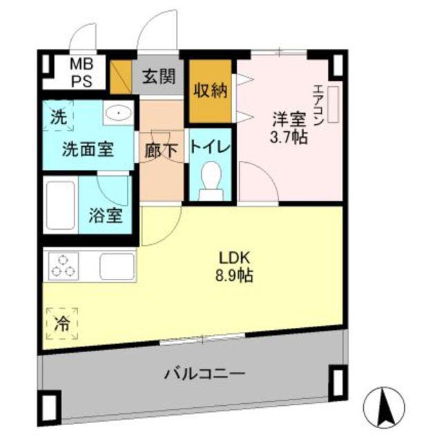 アレグリア柏屋(1LDK/6階)の間取り写真