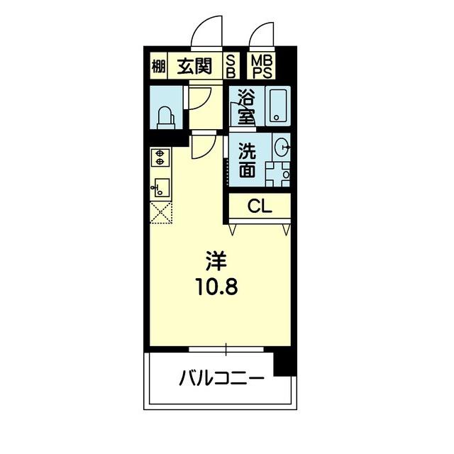 水前寺グランテラス(ワンルーム/3階)の間取り写真