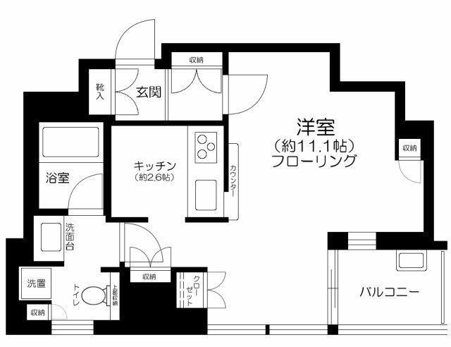 クロスエアタワー(1K/11階)の間取り写真