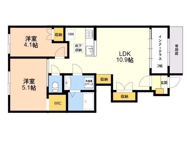 シエル ラフィネ(2LDK/1階)の間取り写真