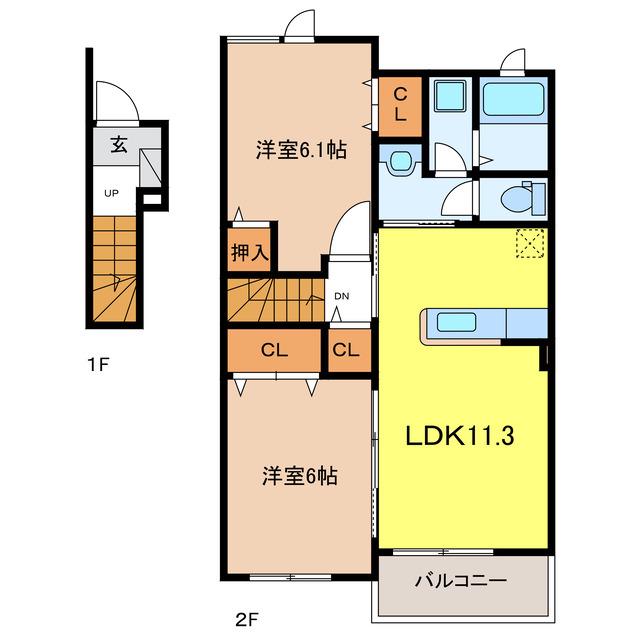 ブリアン(2LDK/2階)の間取り写真