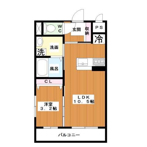 アンジューVIII(1LDK/1階)の間取り写真