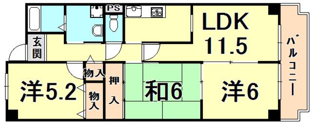 FIG・TREE2号館(3LDK/3階)の間取り写真