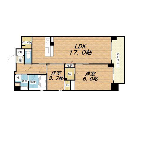 アルプラン京町堀(2LDK/7階)の間取り写真