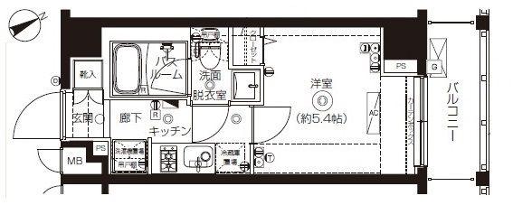ZOOM上板橋(1K/4階)の間取り写真