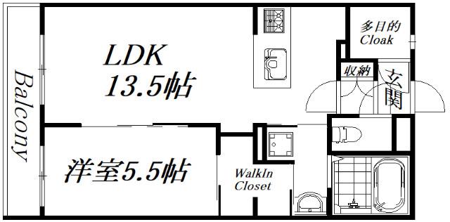 VIEW-CREST住吉(1LDK/2階)の間取り写真