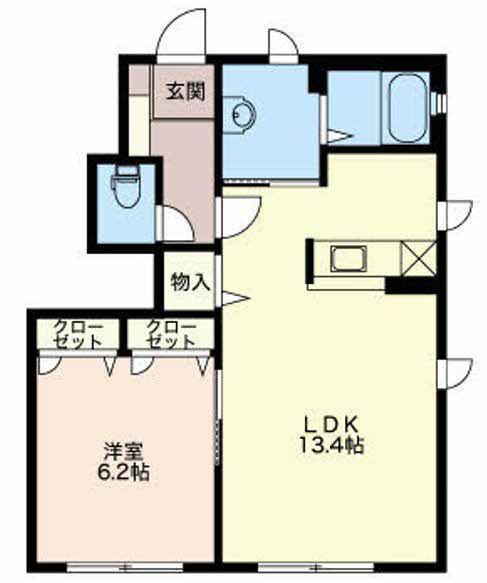 グランシャリオK II棟(1LDK/1階)の間取り写真