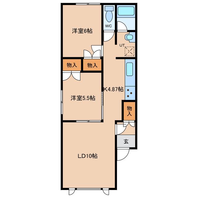 エスポワール(2LDK/2階)の間取り写真