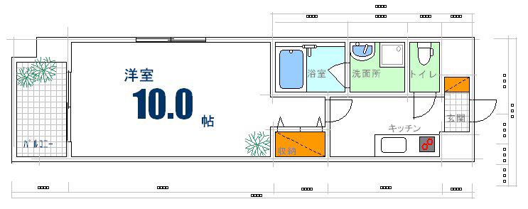 SELVA RIO(1K/8階)の間取り写真