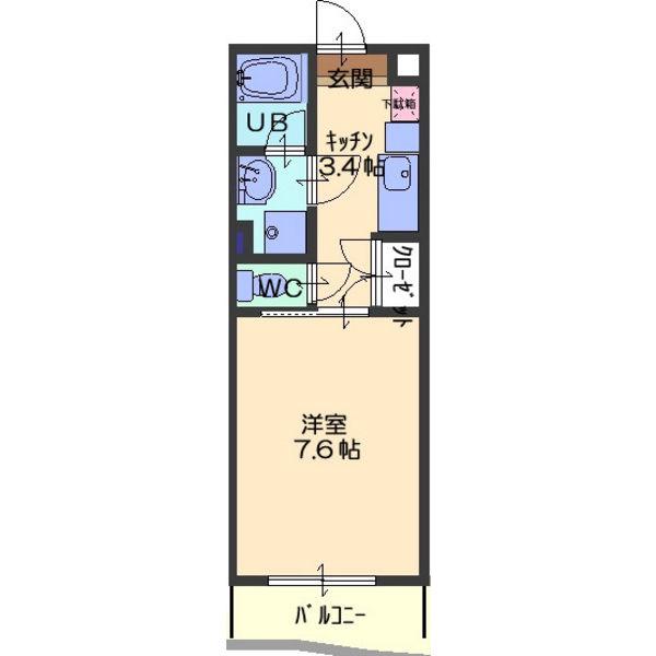 リエータ23(1K/2階)の間取り写真