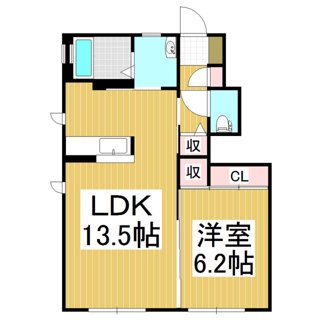パルコオオタC棟(1LDK/1階)の間取り写真