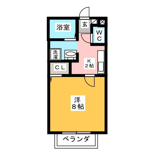 パセオKS(1K/2階)の間取り写真