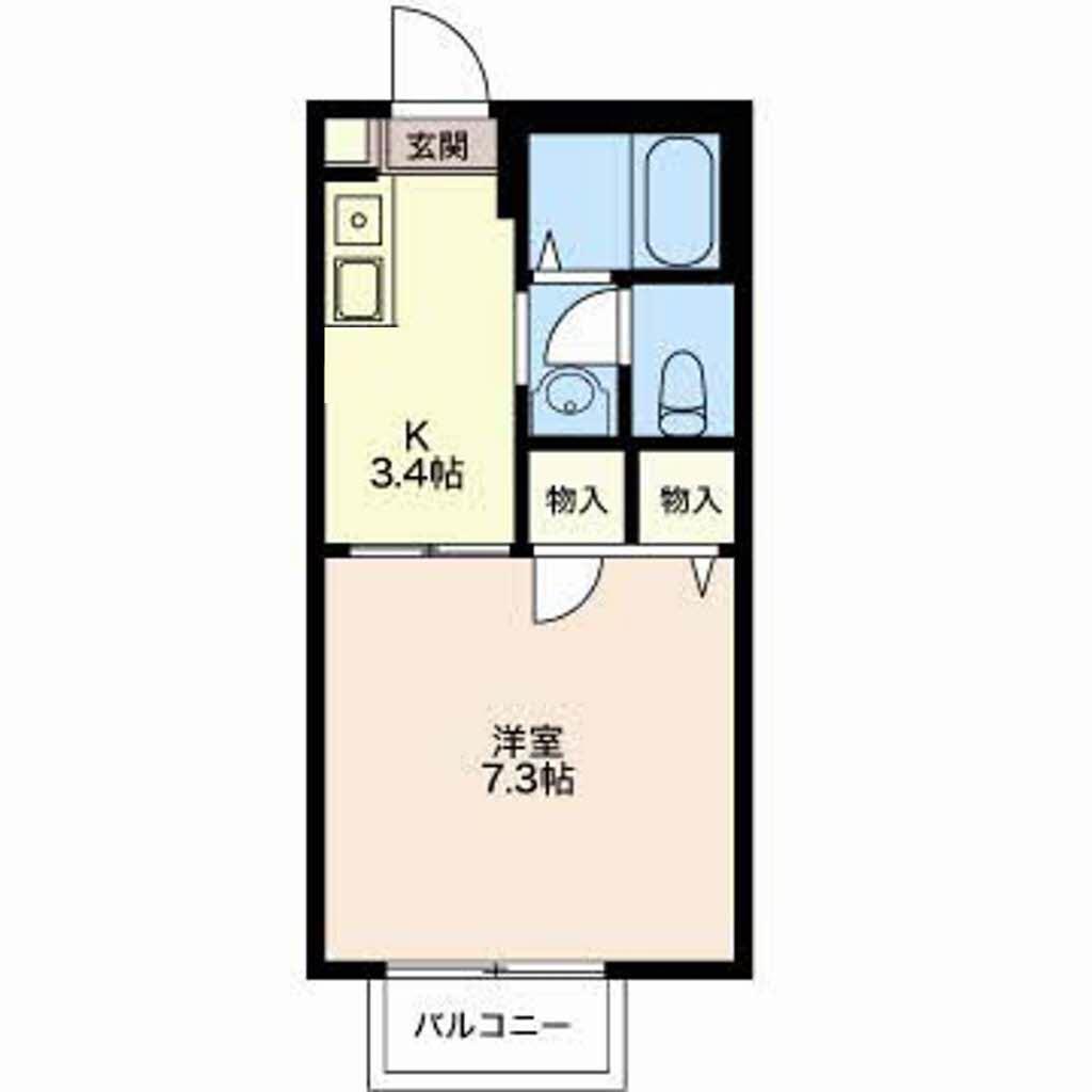 ドミール(1K/1階)の間取り写真