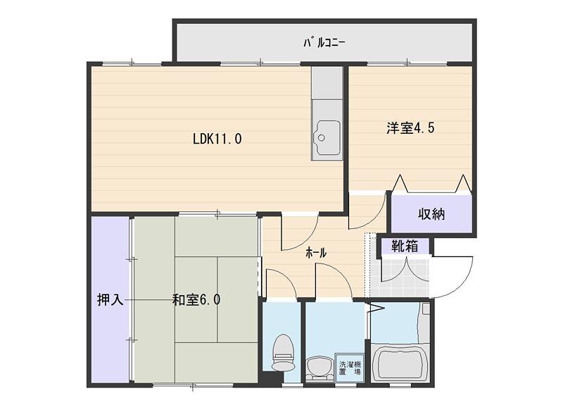 グランビュー日之出(2LDK/1階)の間取り写真