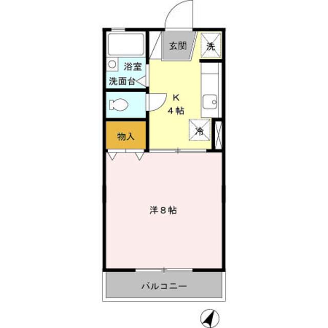 コスモスAB(1K/1階)の間取り写真