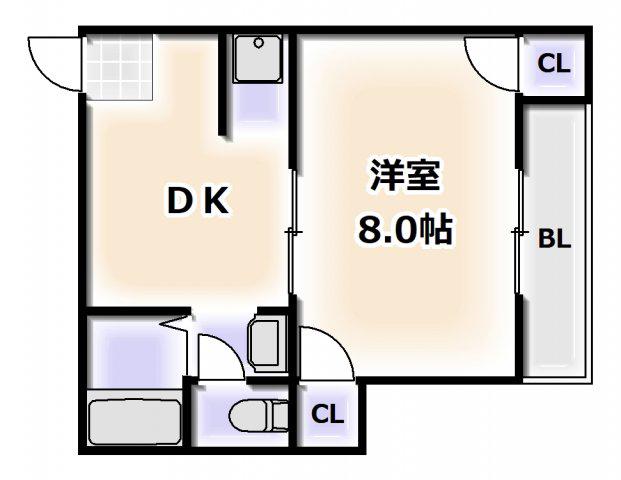 ラ・プルミエール(1DK/4階)の間取り写真