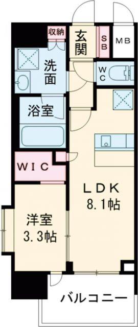 スプランディッド堺東DUE(1LDK/12階)の間取り写真