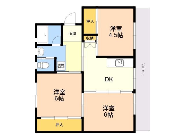 ビレッジハウス今宿1号棟(3DK/3階)の間取り写真