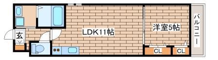 フジパレス須磨鷹取V番館(1LDK/1階)の間取り写真