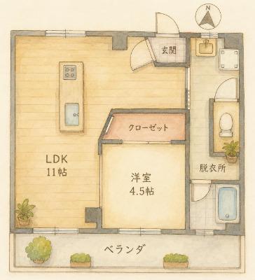 リジェネ大津(1LDK/2階)の間取り写真