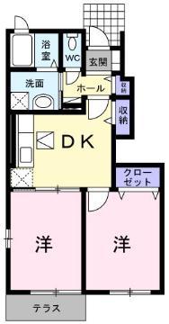 マーベラス清和(2DK/1階)の間取り写真
