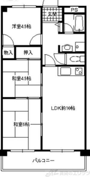 ハイツサンコー(3LDK/4階)の間取り写真