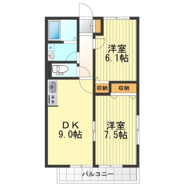 メゾン御所水(2DK/2階)の間取り写真