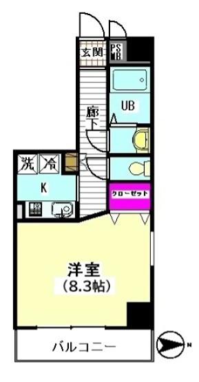 サンパティオサンアイパート1(1K/4階)の間取り写真