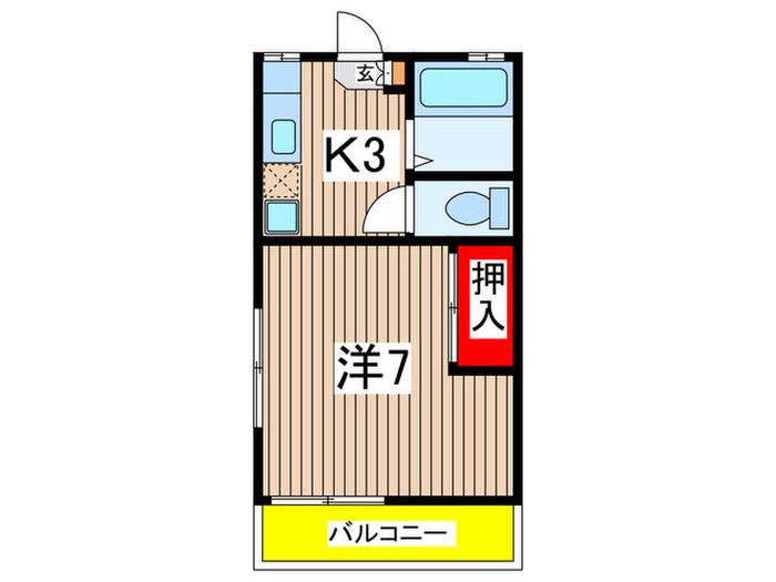 伊原ハイツ(1K/1階)の間取り写真