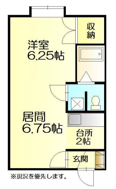 ＪＲ石北本線 東旭川駅 徒歩8分 2階建 築36年(1DK/2階)の間取り写真