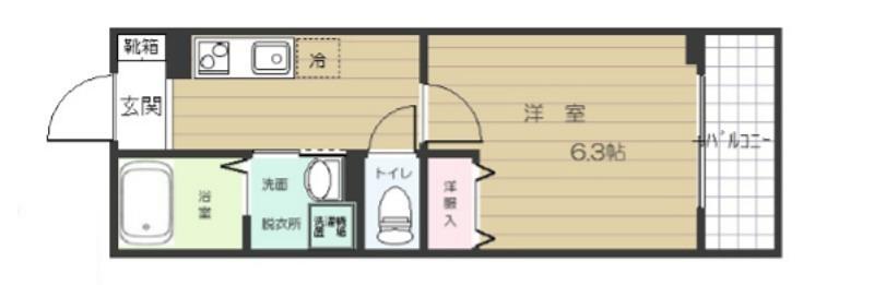 輝BASE(1K/2階)の間取り写真