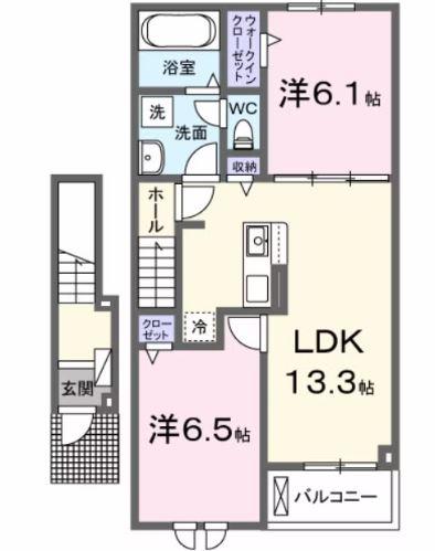 パストラーレ IV(2LDK/2階)の間取り写真