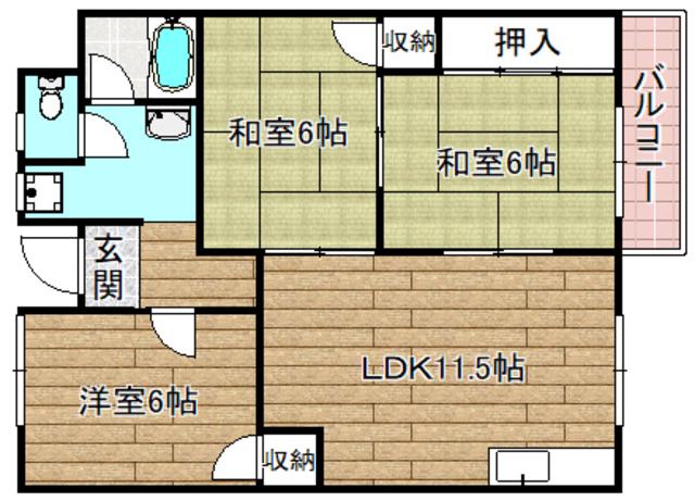 ラフレシア山崎(3LDK/2階)の間取り写真