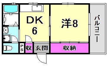 第一マス一ビル(1DK/4階)の間取り写真