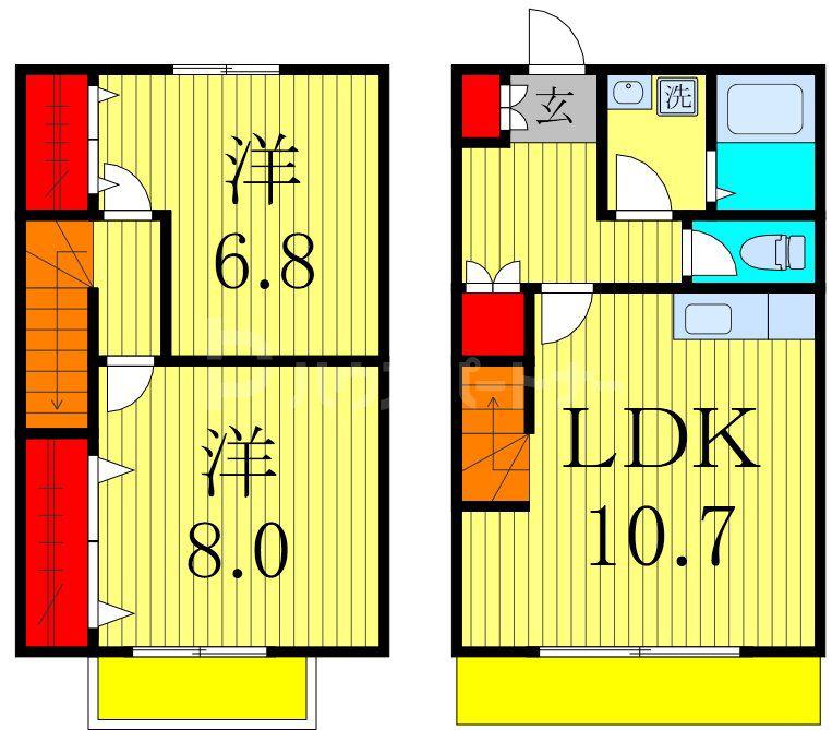ボビーハイツII(2LDK/2階)の間取り写真