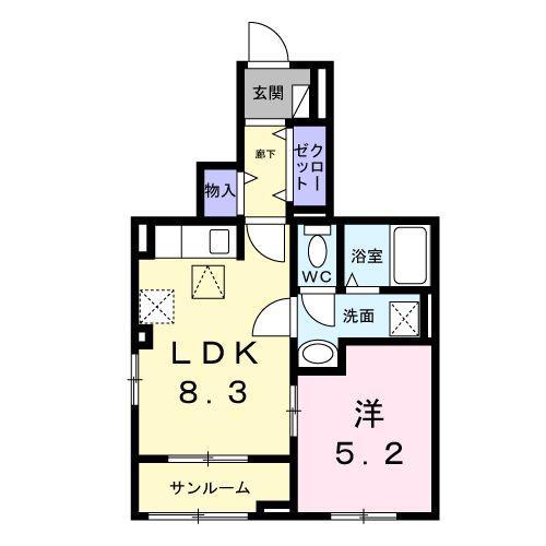 アールズハイムII(1LDK/1階)の間取り写真