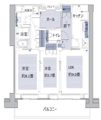 グラングリーン大阪 THE ノース RESIDENCE(2LDK/28階)の間取り写真