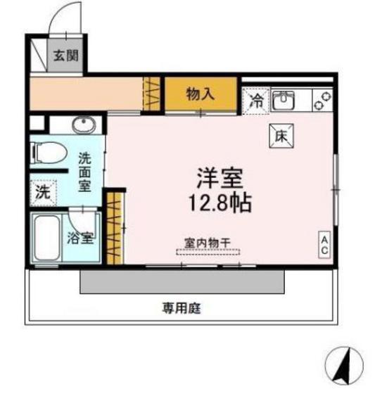 ストゥーディオ雅B棟(ワンルーム/1階)の間取り写真