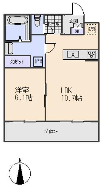 フラットヒル大和I(1LDK/3階)の間取り写真