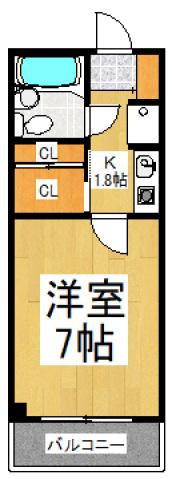クレベール久米川(1K/3階)の間取り写真