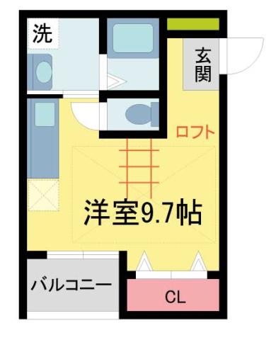 WIND BELL高司(ワンルーム/2階)の間取り写真