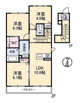 ラ・フィオーレ(3LDK/2階)の間取り写真