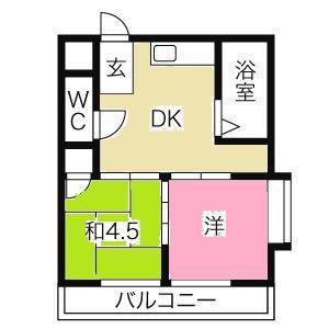 平出ハイツ(2DK/3階)の間取り写真