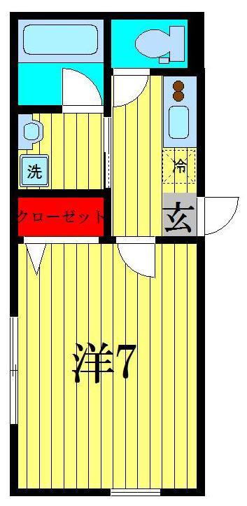 プレジールI(1K/1階)の間取り写真