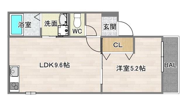 フジパレスあびこウエスト(1LDK/3階)の間取り写真