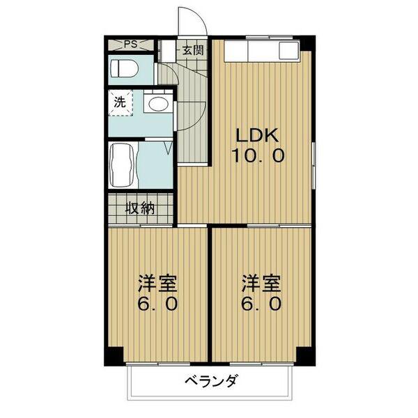 ストーク横地(2LDK/2階)の間取り写真