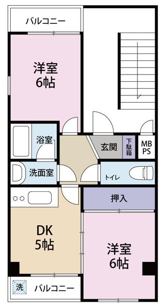 グローネット広尾ビル(2DK/2階)の間取り写真